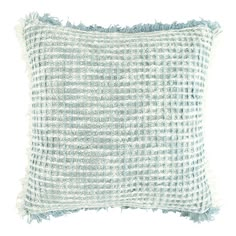 At Home Delphi Blue Waffle Fringe Throw Pillow, 21", 21.0"l X 4.0"h X 21.0"w, Poly-Cotton Highschool Bedroom, Florida Home Decorating, Beachy Pillows, Light Blue Throw Pillows, Coastal Pillow Covers, Keys House, Navy Throw, Aqua Pillows, Loft Bed Plans