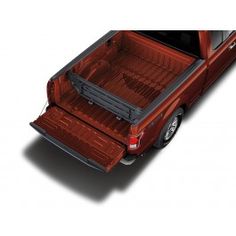 the back end of a red pick up truck