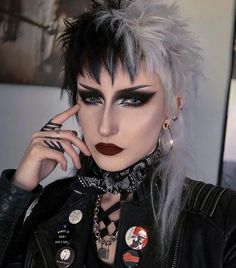 Glam Rock Makeup, Shaved Hair Designs, Punk Makeup, Gothic Hairstyles, Goth Hair, Alt Makeup, Dyed Hair Inspiration, Edgy Hair