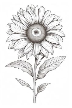 Single Sunflower Drawing, Sunflower Drawing Sketch, Simple Elegant Drawings, Sunflower Art Ideas, Sunflowers To Draw, Sunflower Sketch Simple, Sunflower Sketch Pencil, Sunflower Drawing Pencil, Sunflower Art Drawing