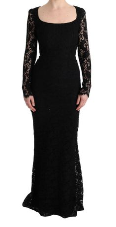 Black Floral Lace Sheath Long Dress Stunning floral lace pattern Feminine and elegant Flattering sheath silhouette Sophisticated long length Perfect for special occasions or evening events Crafted with attention to detail High quality materials Offers style and comfort Size on Tag: IT36 | XS Lace Pattern, Long Sleeve Lace, Long Sleeve Maxi Dress, Long Length, Black Floral, Floral Lace, Black Lace, Long Dress, Dolce And Gabbana