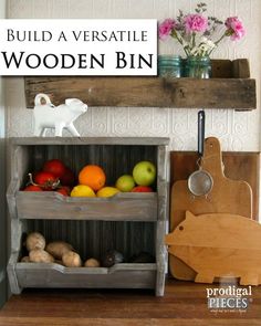 Easy Step-by Step Plans to Build Your Own Wooden Storage Bin by Prodigal Pieces | www.prodigalpieces.com Diy Wooden Storage, Wooden Storage Bins, Wooden Bins, Farmhouse Diy Projects, Plywood Projects, Fresh Farmhouse, Fabulous Diy, Diy Kitchen Storage, Building Plans