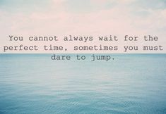 the quote you cannot always wait for the perfect time, sometimes you must dare to jump