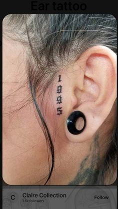 an ear tattoo with the word harry on it