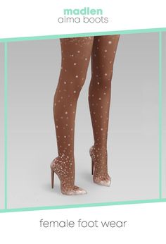 a woman's legs with white stars on them and the words female footwear