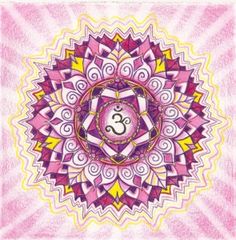 an intricate pink and yellow design with the number three in it's center on a white background