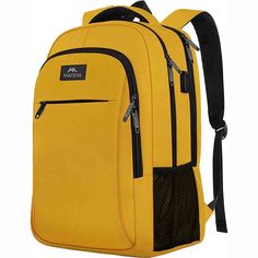 Matein Yellow Large School Backpack 17 Inch Laptop Backpack, School Rucksack, Travel Laptop Backpack, Business Backpack, Luggage Strap, Computer Backpack, College Backpack, Laptop Rucksack, Computer Bags