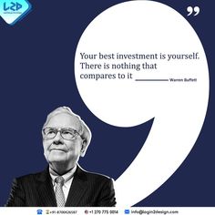 an older man in a suit and tie with a quote on it that says your best investment is yourself there is nothing that compares it