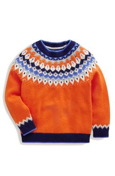 Bold colors bring a fresh look to the classic Fair Isle design on a cozy sweater that will have your kid ready for cool weather. 45% polyamide, 30% cotton, 25% wool Machine wash, dry flat Imported Boden Kids, Cool Weather, Fair Isle Sweater, Cozy Sweater, Fresh Look, Boys Top, Mini Boden, Cozy Sweaters, Big Boys