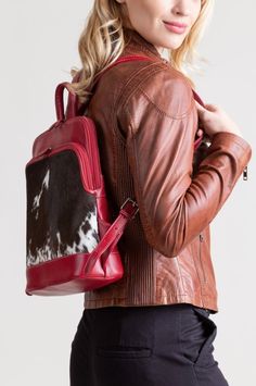 Odessa Cowhide Backpack | Overland Luxury Textured Leather Women's Backpack, Trendy Tote-shaped Leather Backpack, Luxury Leather-backed Satchel Shaped Backpack, Leather Backpack With Pockets For On-the-go, Cowhide Backpack, Cowhide Handbags, Handmade Leather Boots, Modern Cowgirl, Cowgirl Look