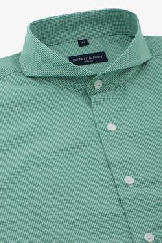 Our new Extreme Cutaway Gingham Grid Shirt is finally here! This shirt is crafted with with a delicate, high-quality and soft green grid cotton fabric. Get yours today! Green Collared Dress Shirt For Summer, Green Dress Shirt For Workwear In Spring, Green Spread Collar Shirt For Spring, Spring Gingham Shirt With Spread Collar, Classic Green Dress Shirt For Summer, Spring Green Cotton Dress Shirt, Green Grid, Cutaway Collar, Collar Shirt