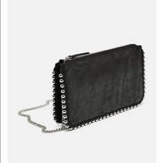 Zara Studded Black Crossbody Bag Size 5.5” By 9” By 1.1” Mode Zara, Handbags Luxury, Zara Bags, Designer Crossbody Bags, Crossbody Wallet, Designer Shoulder Bags, Black Crossbody, Bag Brand, Womens Crossbody Bag