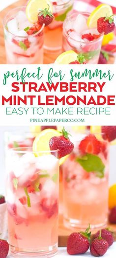 strawberry mint lemonade recipe for summer