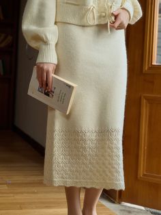 Charley Cutout Crocheted Hem Skirt High Waist Beige Skirt For Winter, White Pencil Skirt For Winter, Winter Beige Pencil Skirt, Mom Fits, Early Fall Outfits, Get Rid Of Acne, Rid Of Acne, Simple Fall Outfits, Chic Fall Outfits