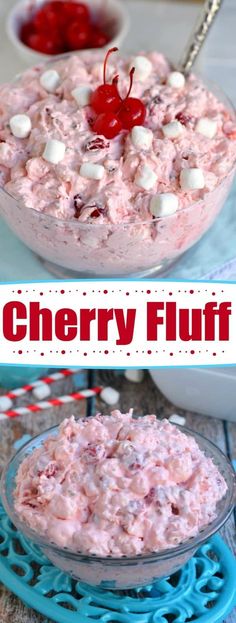 this cherry fluff salad is so good and it's ready to be eaten