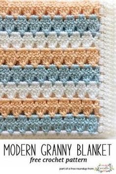 a crocheted granny granny blanket with text that reads modern granny blanket free crochet pattern