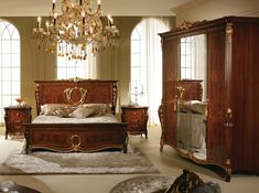 alt Reka Bentuk Bilik Tidur, Traditional Bedroom Design, Italian Bedroom, Italian Bedroom Sets, Hiasan Bilik Tidur, King Sized Bedroom, Bedroom Panel, Classic Bedroom, Exclusive Furniture