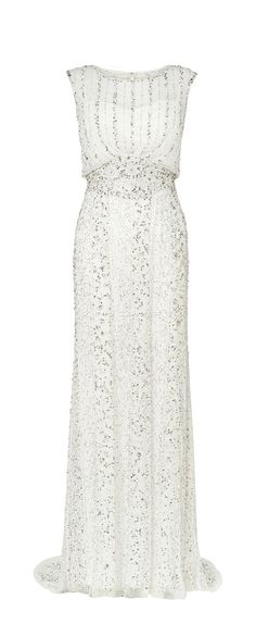 a white dress with sequins on it