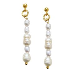 Pearl Dangle Earrings Pauline Handmade Gold Plated Pearl Earrings For Everyday, Pearl Dangle Earrings, Pearl Earrings Dangle, Gold Pearl, The Sunshine, Badger, Jewellery And Watches, Freshwater Pearls, Brave