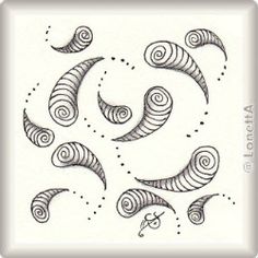 an artistic drawing of spirals and stars