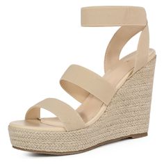 This summer slingback sandal is designed with elastic straps to keep your feet in a comfortable state. The strong espadrille wedges heel adds a cool summer atmosphere and is suitable for matching your skirt and trousers. Platform; Elastic Strap; Wedge Heels; Slingback; Espadrille Heeled; Vamp: Fabric; Outsole: TPR; Heel: PVC; Heel Height: 4.7 inches, Platform: 1.4 inches. Heels Slingback, Sandal Platform, Women's Espadrilles, Espadrilles Platform, Ankle Strap Wedges, Strap Wedge, Open Toe Shoes, Wedge Heel Sandals, Cool Summer