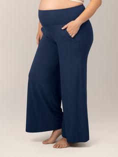 The postpartum & maternity lounge pants you never knew you needed but you can’t live without. High-waisted and super-flattering, these wide-leg lounge pants are perfect whether you’re pregnant, postpartum, or beyond. They’re made from our stretchy, breathable, buttery-soft bamboo fabric, and they’ve got a wide, gentle waistband that accommodates your changing body. With a versatile style you can dress up or down and convenient pockets, these comfortable maternity pants will be your new go-to for Maternity Stretch Bottoms With Elastic Waistband, Maternity Bottoms With Elastic Waistband And Stretch, Maternity Wear Bottoms, Maternity Joggers, Wide Leg Lounge Pants, Maternity Pajamas, Lounge Pants Womens, Maternity Pants, Bamboo Fabric