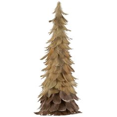 a tall feather tree on a white background