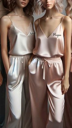 Bridal Pj Set, Sleep Sets Women, Sleep Outfit, Satin Pj Set, Pajama Fashion, Pyjamas Womens, Camisole Set