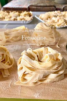 how to make fettuccine on a cutting board with other food items in the background