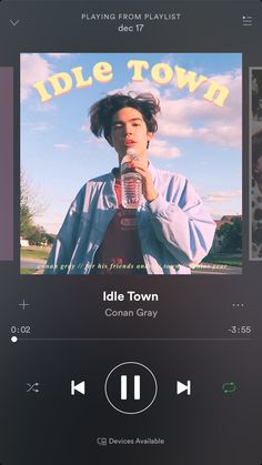 an mp3 player with the title idle town on it