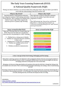 the early years learning framework blj and national quality framework