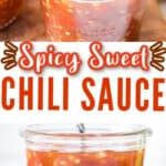 this is an advertisement for spicy sweet chili sauce