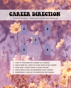 a poster with the words career direction on it and flowers growing out of it's center