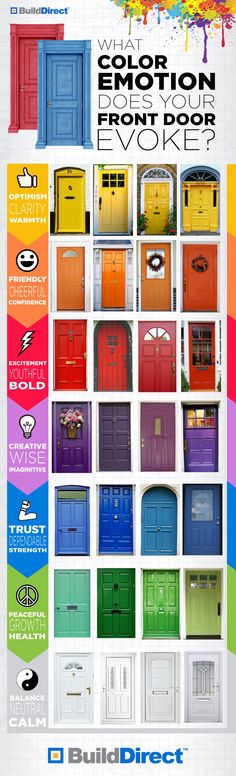 an advertisement for the front door event with colorful doors and words on it that say, who