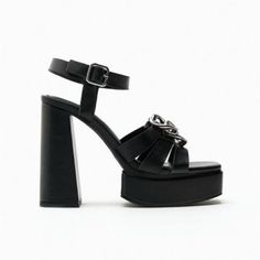 Nwt. Zara Black Strappy High-Heel Platform Sandals. Straps Across The Front Embellished With Metallic Details. Buckled Ankle Strap Fastening. Heel Height Of 12.5 Cm. / 4.9″. Size 6,5. 7,5. 8 Ref. 3345/910. Sh 19 Black Open Toe Heels With Metal Pin Buckle, Party Sandals With Metal Pin Buckle And Round Toe, Party Open Toe Sandals With Metal Pin Buckle, Party Sandals With Metal Pin Buckle And Open Toe, Open Toe Heels With Metal Pin Buckle For Party, Party Heels With Ankle Strap And Metal Pin Buckle, Spring Party Sandals With Metal Pin Buckle, Summer Formal Heels With Metal Pin Buckle, Trendy Sandals With Metal Accents For Night Out