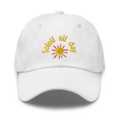 Soleil All Day Embroidered Hat ☀️ - Polychrome Goods 🍊 Cheap Beach Hats With Embroidered Logo, Relaxing Summer, Friends Laughing, Embroidered Hat, Embroidered Hats, The Mission, One Size Fits All, Cotton Twill, Original Designs