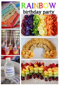 rainbow birthday party food and decorations