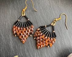 Handmade Terracotta Seed Bead Earrings With Hessonite Garnet Stones 5.5 In. Long Long Fringe Earrings Warm Palette Bohemian Style - Etsy UK Warm Palette, Hessonite Garnet, Long Fringe, Long Fringes, Garnet Stone, Seed Bead Earrings, Fringe Earrings, Bead Earrings