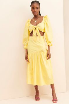 Rent Sunshine Sol Skirt from Nuuly. Pick 6 items for $98/month. Free shipping + returns. Canary Yellow Dress, Mesh Romper, Strappy Mini Dress, Knit Maxi Skirt, Cutout Maxi Dress, Wrap Maxi Skirt, Skirts Midi High Waisted, Midi Slip Dress, Halter Midi Dress