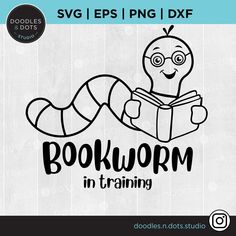 a book worm reading a book with the words books worms png dxf