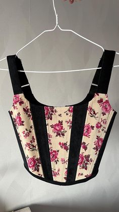 Black  floral Renaissance  corset made from black corduroy and combined with floral corduroy fabric  * Straps are adjustable at the back *The corset top has lacing at the back, which allows you to adjust the fit to your figure, and stainless steel eyelets *The corset has plastic bones inserted into it for a good fit. *The corset has a cotton lining ✅ SIZE XS-S Available  bust 83-89cm (32,7-35,1 inch ) Thank you for visiting my store) all corsets are made by me with love and inspiration Happy shopping! Black Velvet Corset With Corset Back, Vintage Overbust Corset With Floral Print, Vintage Overbust Floral Print Corset, Vintage Floral Print Overbust Corset, Velvet Underbust Corset, Underbust Corset Pattern, Corset Victorian, Corset Top Black, Victorian Corset