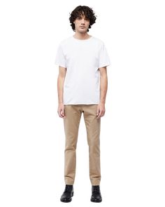 Upgrade your pant game with our men's Sateen Stretch Chino in Khaki. Cut from a luxurious sateen cotton-twill, these chino's have a silky smooth touch and durable construction. Intended for a slim fit, the tailored look works on a range of body types. Natural Buttons, Blind Stitch, Stretch Chinos, Womens Size Chart, Black Stretch, Mens Bottom, Body Types, Cotton Twill, White Undershirt