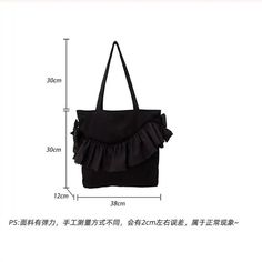 TAVIMART - Sweet Lady Solid Tote Bags Bow Lace Shopping Korean Style Ruffle Bow Casual Canvas Shoulder Bag