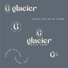 the logos for glaciar skin care, which are designed by graphic design studio