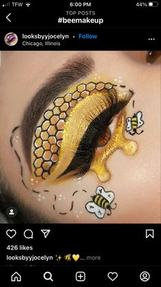 Bee Hairstyle, Bumblebee Makeup, Insect Costume, Plant Swap, Makeup Karakter, Bee Makeup, Media Makeup