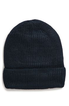 Keep your head toasty in this cozy beanie knit with chunky rib stitches and styled with a wide rolled cuff. 100% polyester Hand wash, dry flat Imported Cozy Beanie, Navy Blazer, Your Head, Panama Hat, Fedora, Nordstrom Rack, Accessories Hats, Mens Accessories, Hand Wash