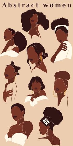 the silhouettes of black women with different hair styles and hairstyles on them