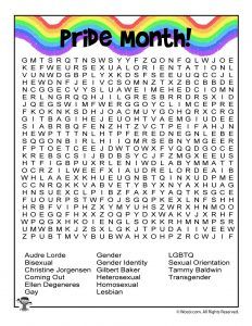 a printable word search for pride month