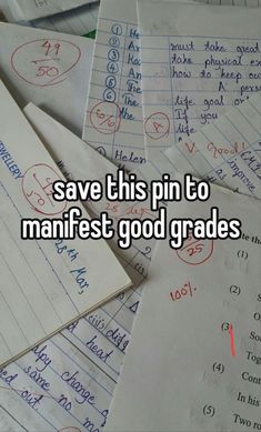 some paper with writing on it that says save this pin to manfest good gradees