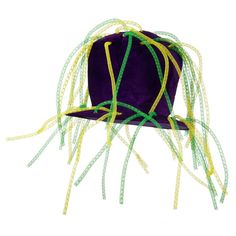 Mardi Tall Hat with Crazy Tube Mardi Gras Hats, Mardi Gras Colors, Mardi Gras Festival, Masquerade Ball Mask, Venetian Masquerade Masks, Tall Hat, Women Hats Fashion, Festival Hat, Unique Costumes